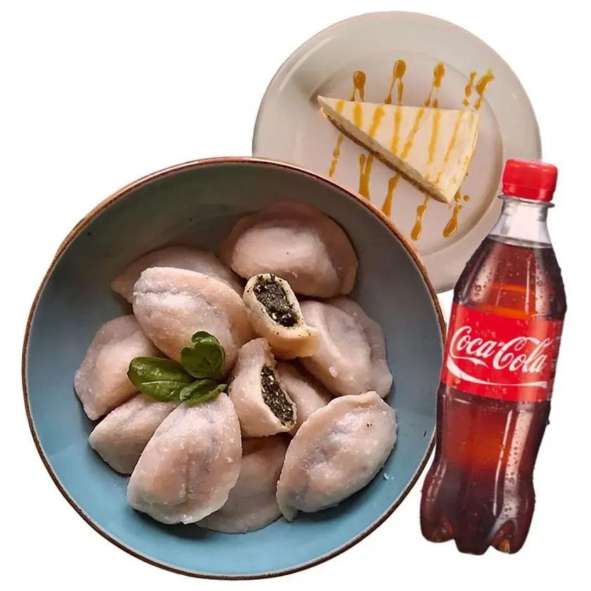 Pierogi + napój + deser zestaw M (8)