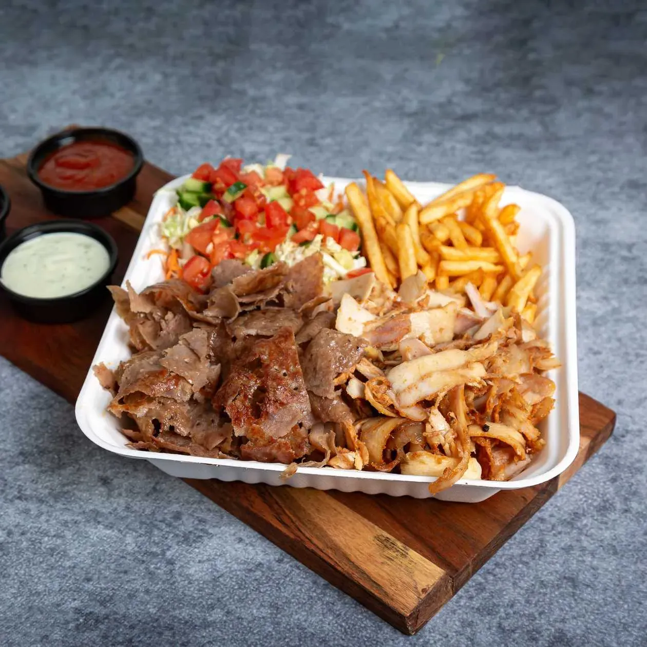 Kebab Plate with Greek Salad