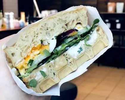 Waffle Sandwich with Fried Egg