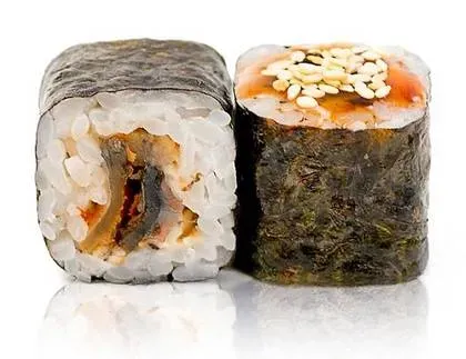 Hosomaki with Eel, Sesame, Unagi Sauce and Philadelphia Cheese