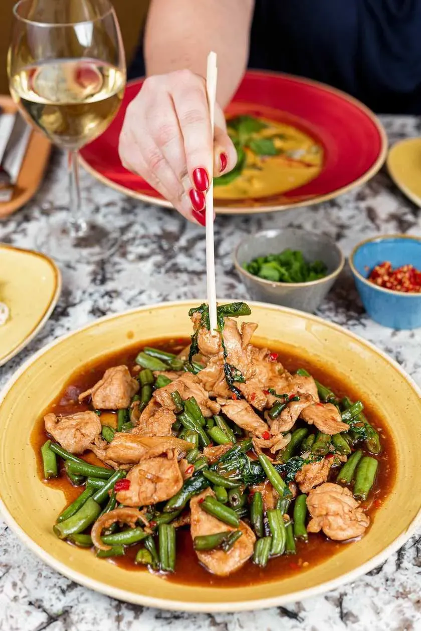 Stir Fried Chicken with Thai Basil and Green Beans