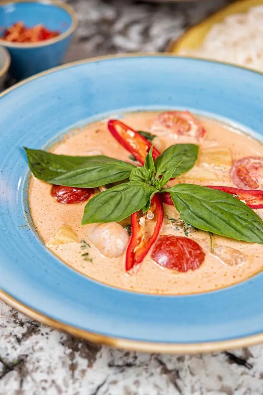 Red Or Green Curry with Beef, Green Beans, Aubergine, Bamboo Shoots, Thai Basil and Coconut Milk