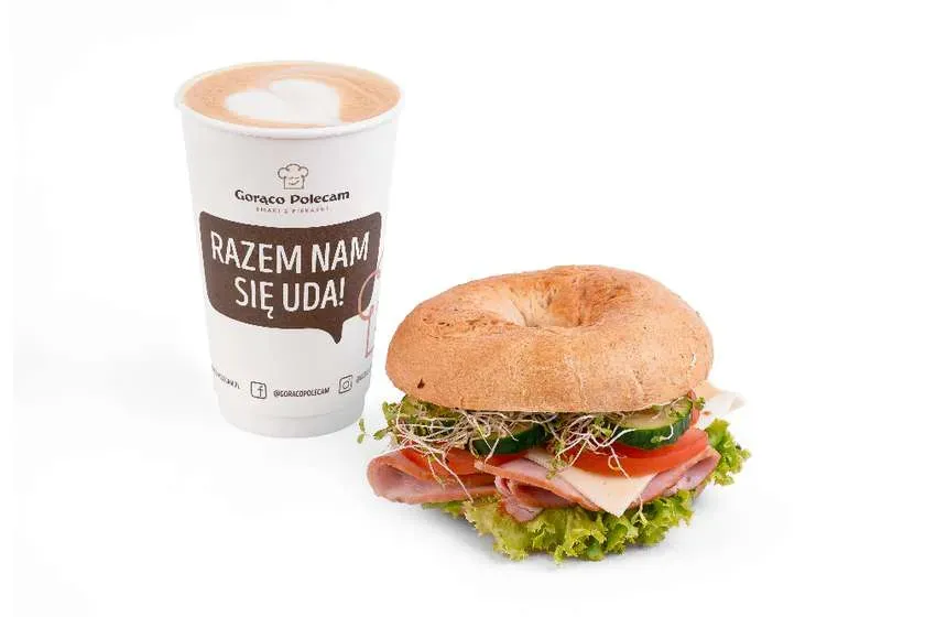 DELIVERY Bajgiel z szynką i serem + kawa