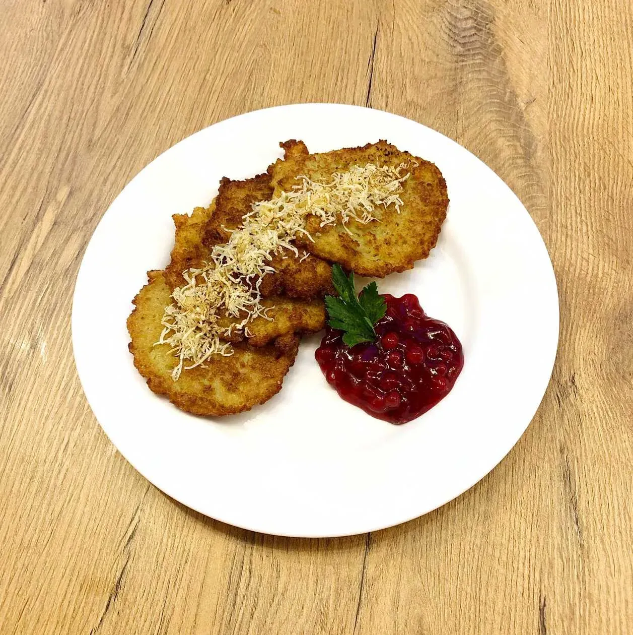 Potato Pancakes With Smoked Cheese and Cranberries