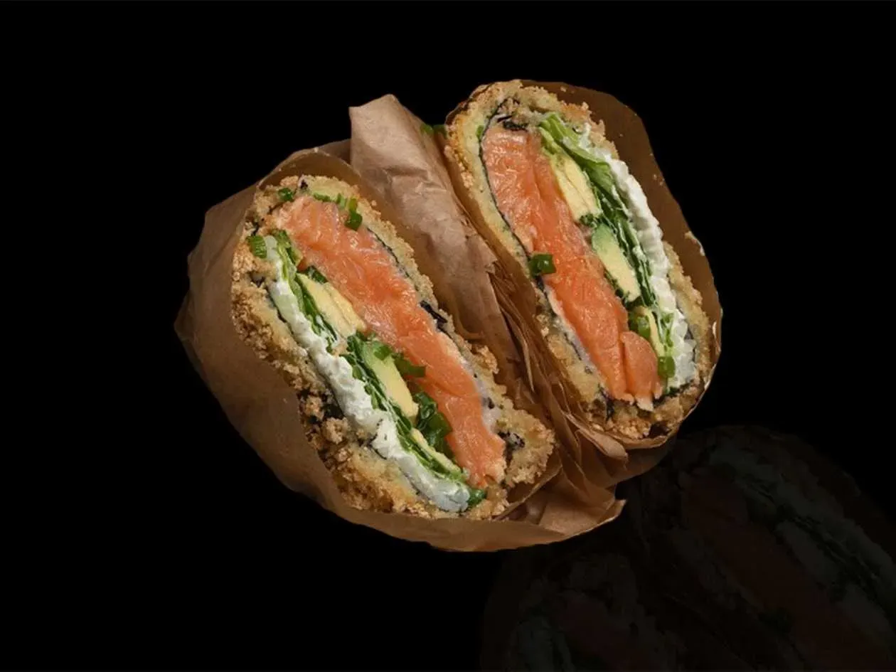 Sushi Burger with Raw Salmon