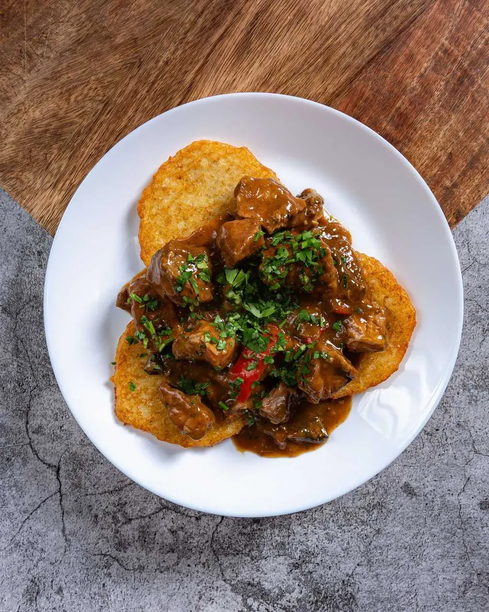 Potato Pancakes with Stew