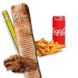 Rollo Kebab samo mięso (mega), frytki, Coca Cola 0.33l