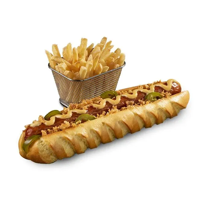 Hot dog Alpejski Jalapeno +frytki