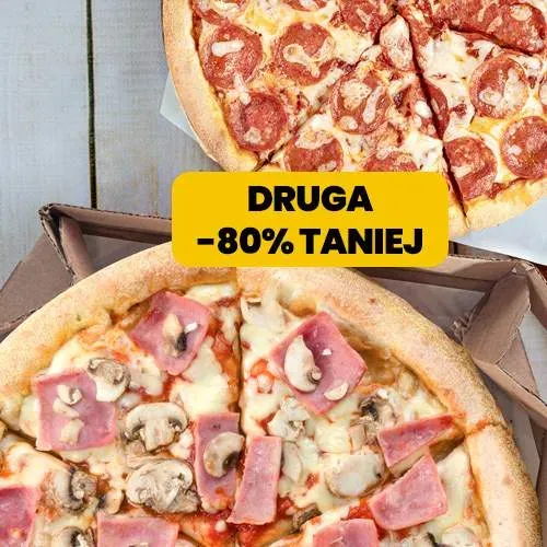 Druga pizza duża 80% taniej