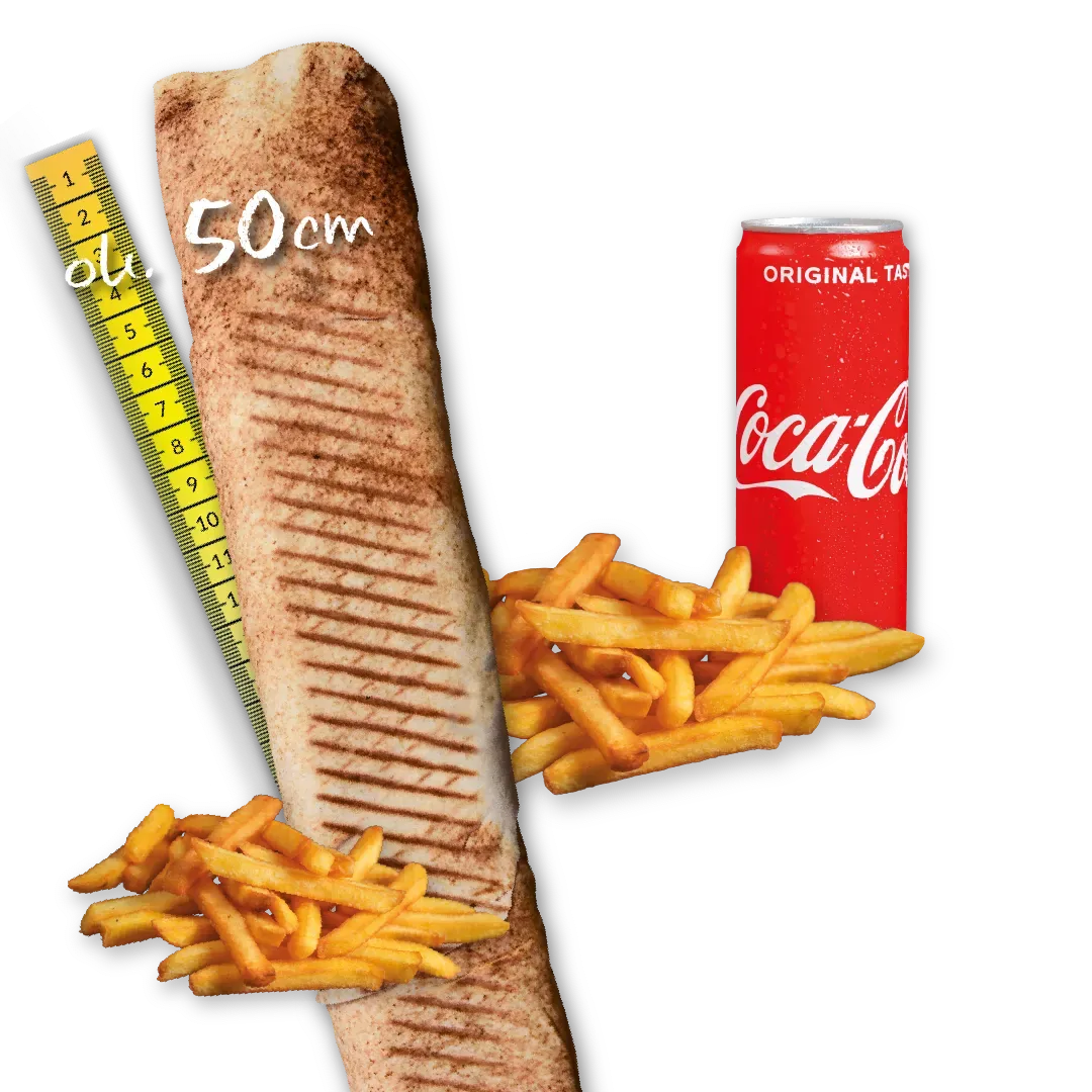 Rollo Amerykańskie wege (mega), frytki, Coca Cola 0.33l