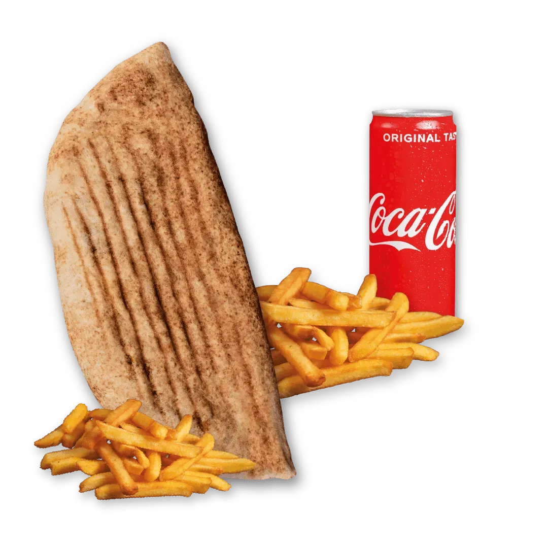 Rollo Amerykańskie wege (średnie), frytki, Coca Cola 0.33l