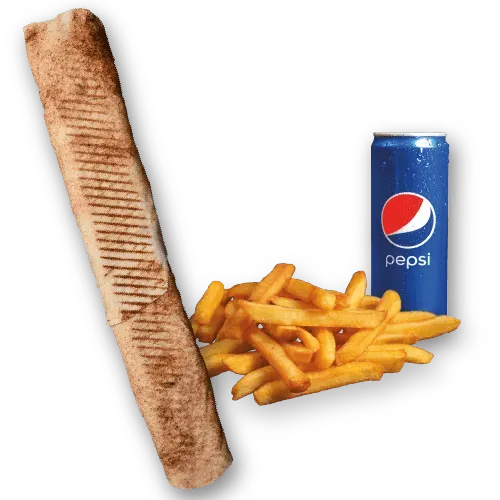 Rollo Kebab Amerykańskie (mega), frytki, Pepsi 0.33l