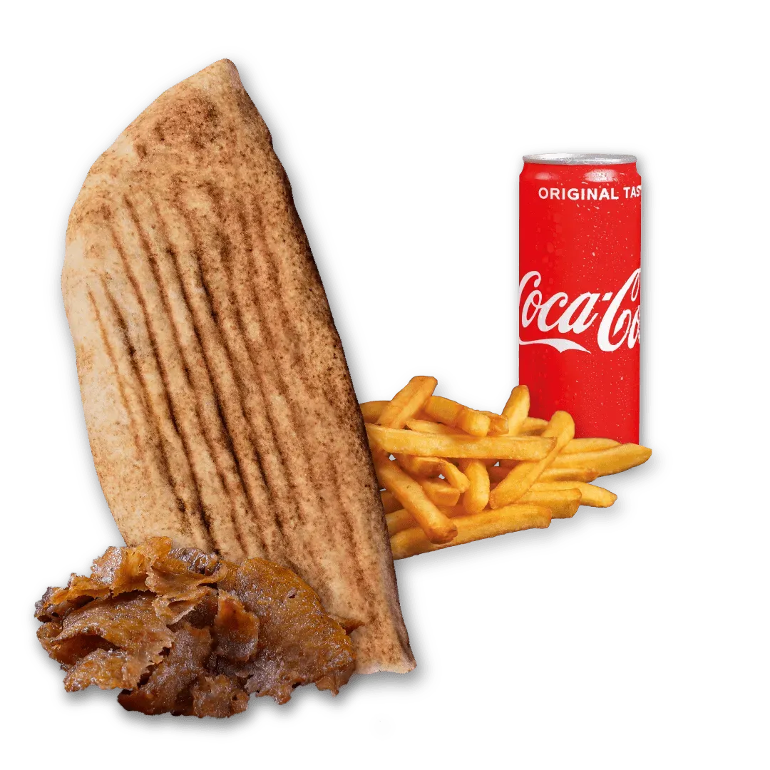 Rollo Kebab samo mięso (średnie), frytki, Coca Cola 0.33l