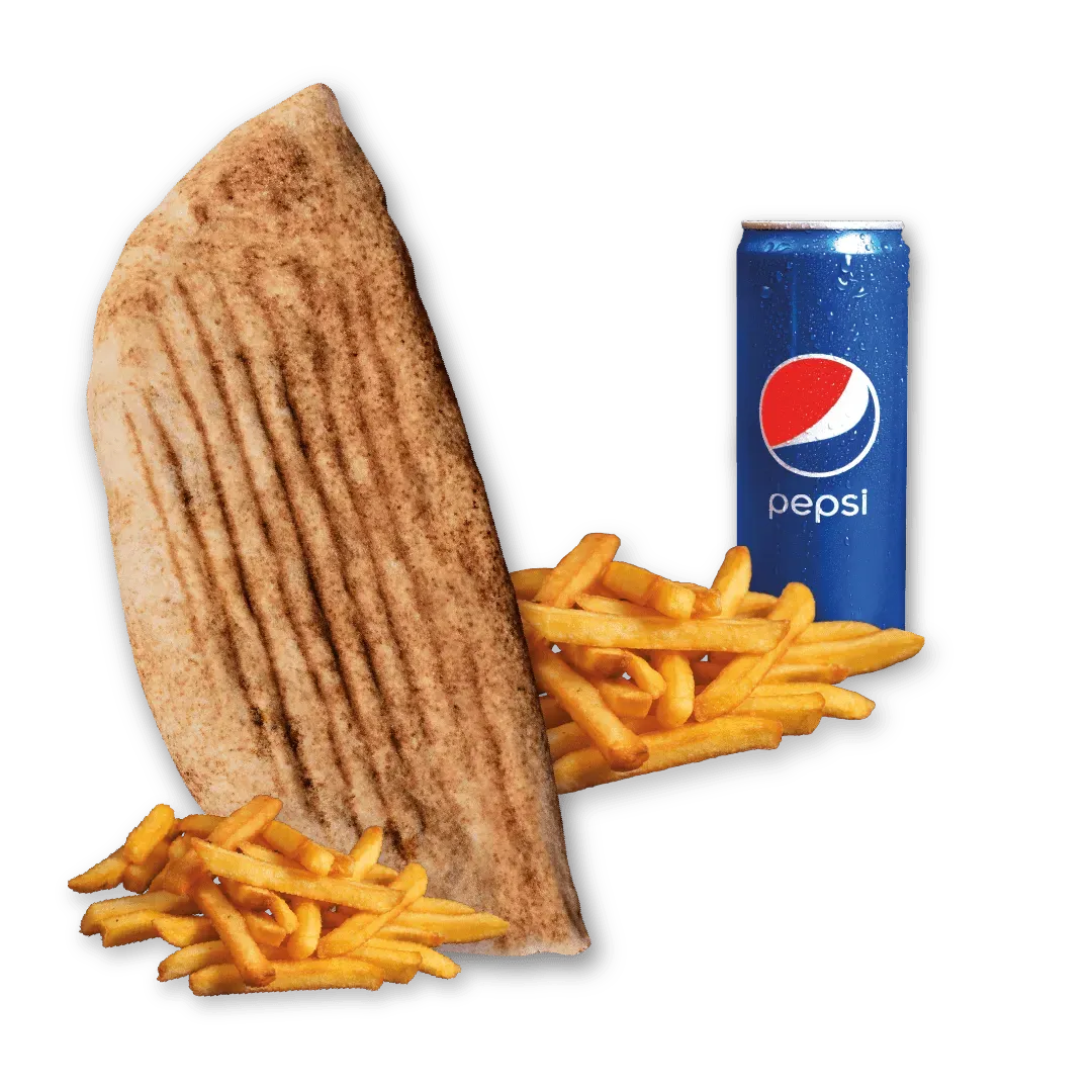 Rollo Amerykańskie wege (średnie), frytki, Pepsi 0.33l