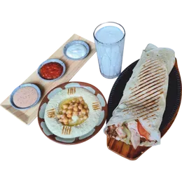5-Zestaw Tortilla Kebab z Kurczaka Super (WRAP + PRZYSTAWKA HUMMUS + AYRAN)