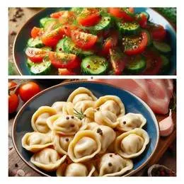 Zestaw sałatka i pelmeni z indykiem( sałatka ze zniżką o 40%)
