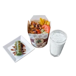 2- ZESTAW Kebab kurczak (DUŻY BOX + AYRAN + BAKLAWA PISTACJOWA)