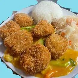 Tofu chrupiące w sosie owoców mango ( ostrawe )