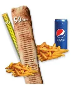 Rollo Mega Rollo Samo Mięso 40cm,Frytki,cola 0,33l