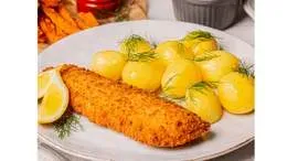 Mintaj panierowany + zupa