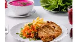 Filet drobiowy panierowany + zupa