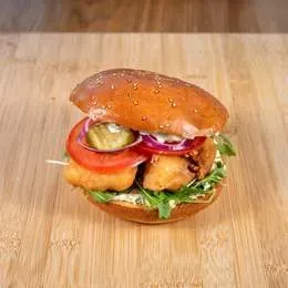 Burger z filecikami rybnymi