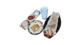 5 - zestaw tortilla kebab z kurczaka super - wrap, przystawka hummus, ayran