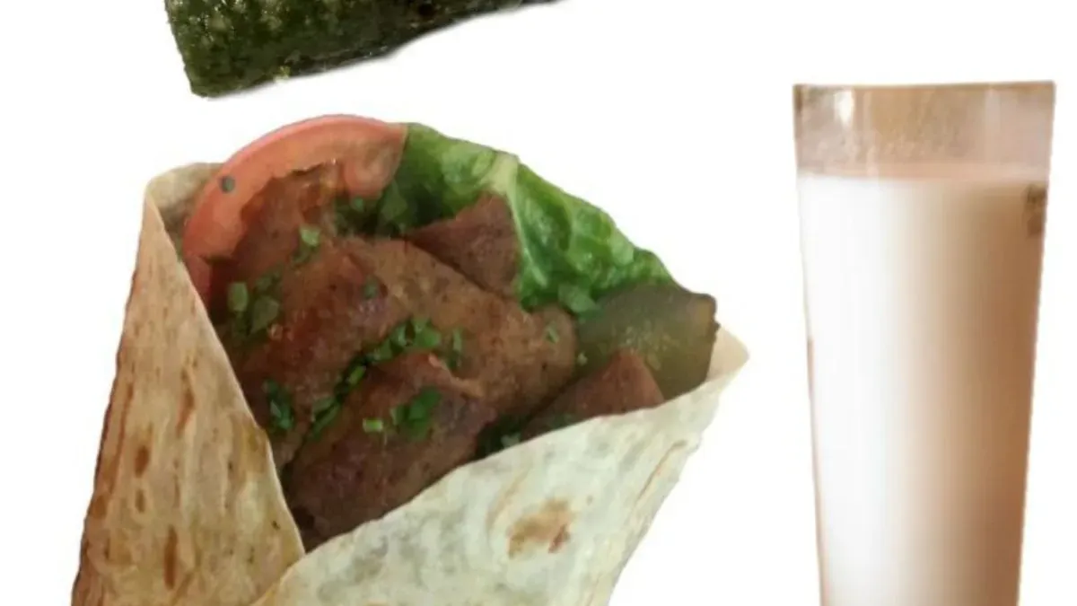 3 - zestaw tortilla kebab wołowy - wrap, ayran, baklawa pistacjowa