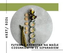 Futomak krewetki na maśle czosnkowym + szparagi