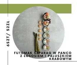 Futomak szparag w panco z łososiem i paluszkiem krabowym