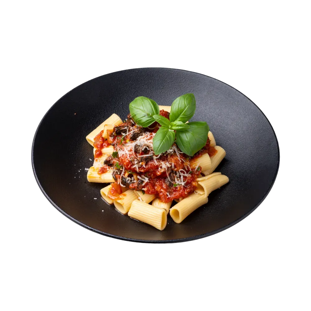 Rigatoni z pomidorami i grzybami