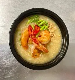 Congee z prażoną cebulką i krewetkami (3 szt.)