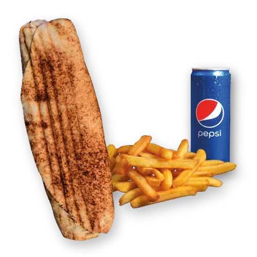 Rollo kebab małe z serem, frytki, Pepsi 0.33l