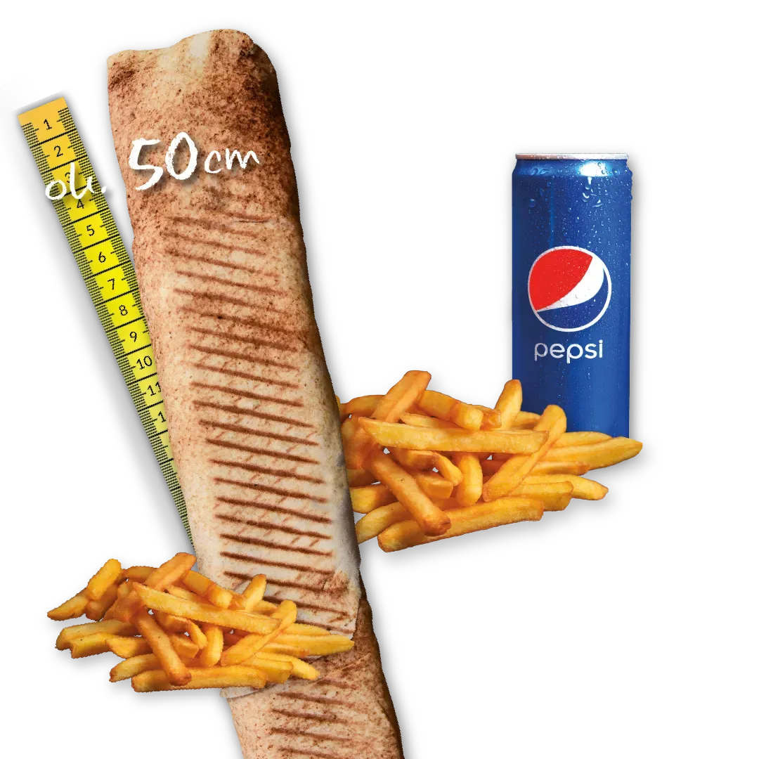 Rollo Amerykańskie wege (mega), frytki, Pepsi 0.33l