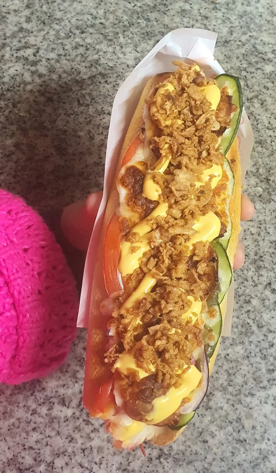 " NA OGNIU " Kurczak z różna zapiekanki hot dog.