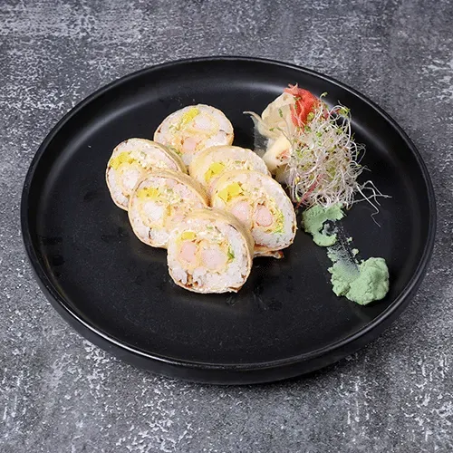 Tamago Maki with prawn in tempura