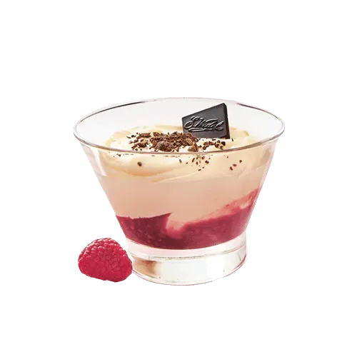 Tiramisu with raspberries on wine