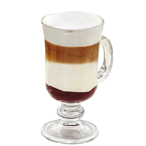 Latte with white chocolate and cherries on wine