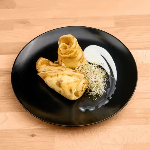 Pancakes with white cheese and cream 1 pc.