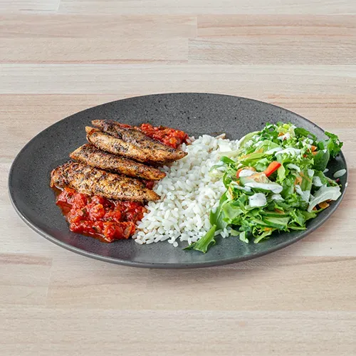 Chicken grilled in stewed tomatoes