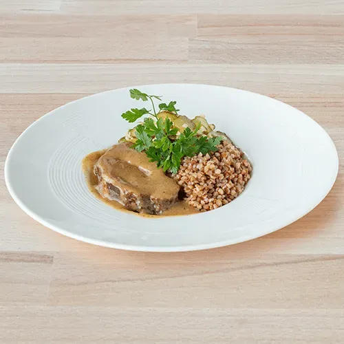 Pork neck in sauce