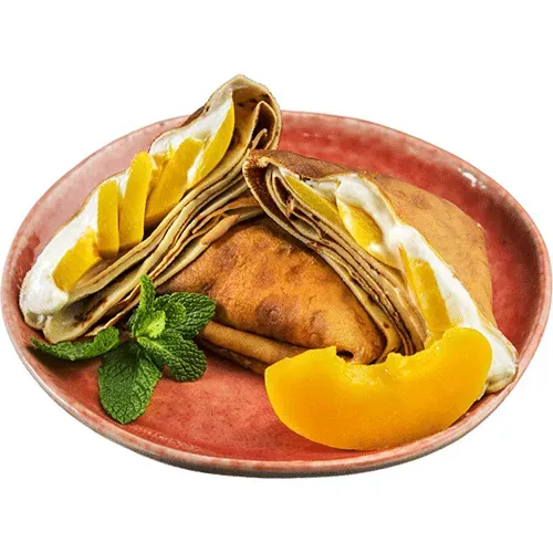 Pancakes with cottage cheese and peach 2 pcs
