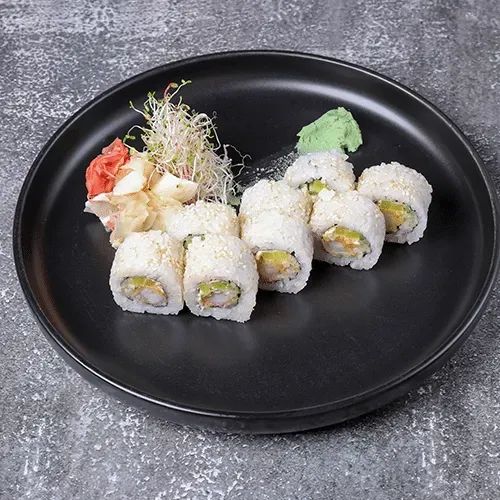 California Maki with tempura prawn