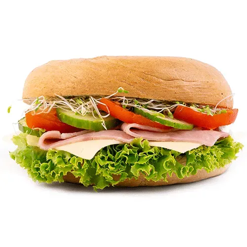 Bagel with ham and cheese