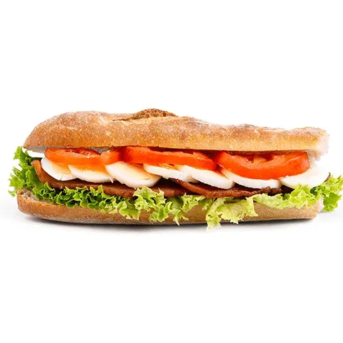 Baguette with egg and bacon
