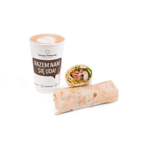 Wrap z panierowanym kurczakiem + kawa