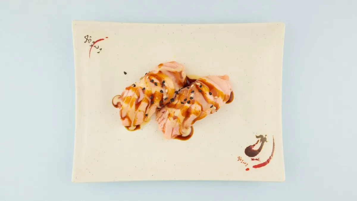 7. Salmon On Fire Nigiri
