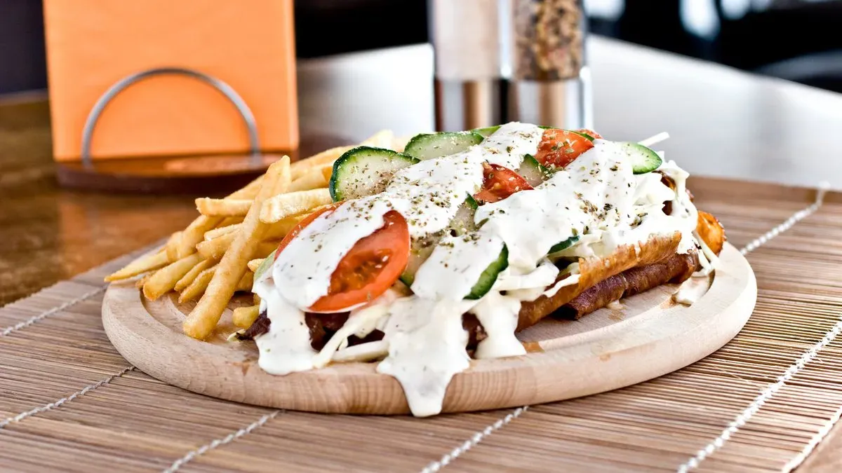 Borjúhúsos kebab tál🐄🥗🍟