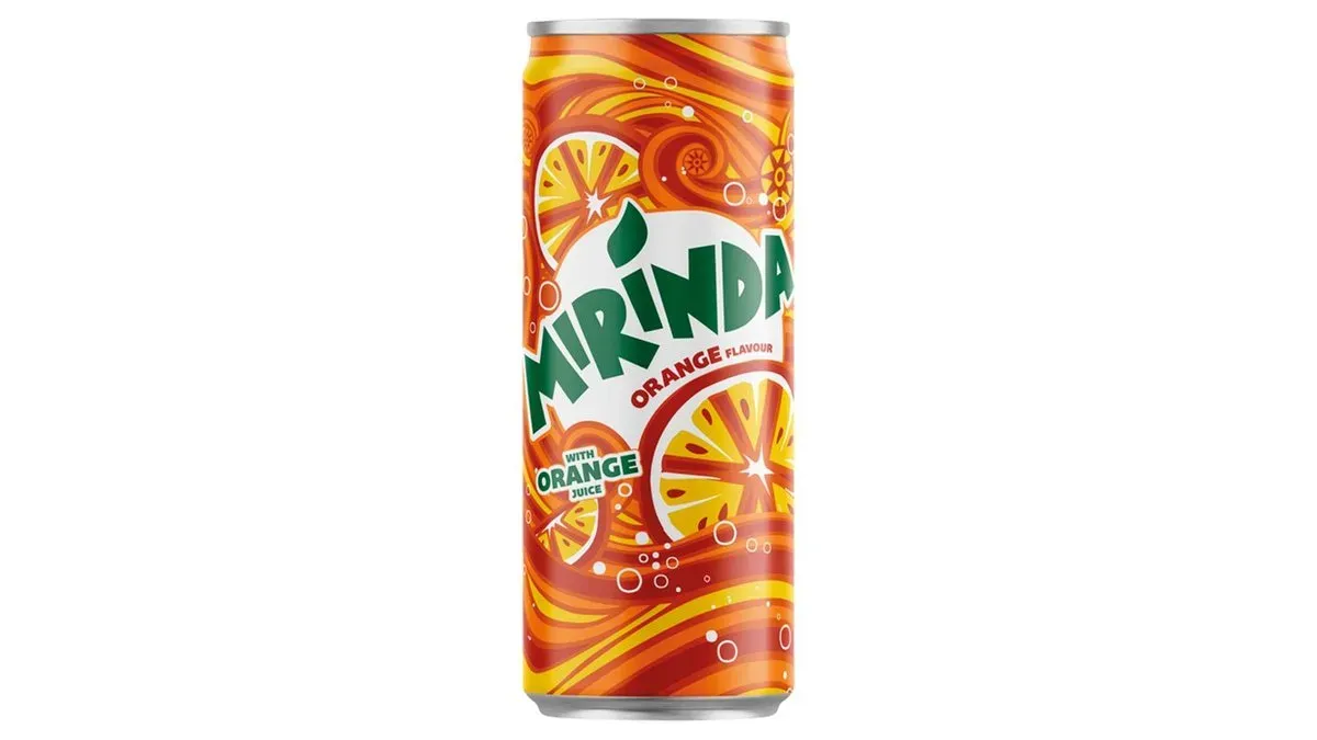 Mirinda energiamentes narancs ízű szénsavas üdítőital édesítőszerekkel 330 ml