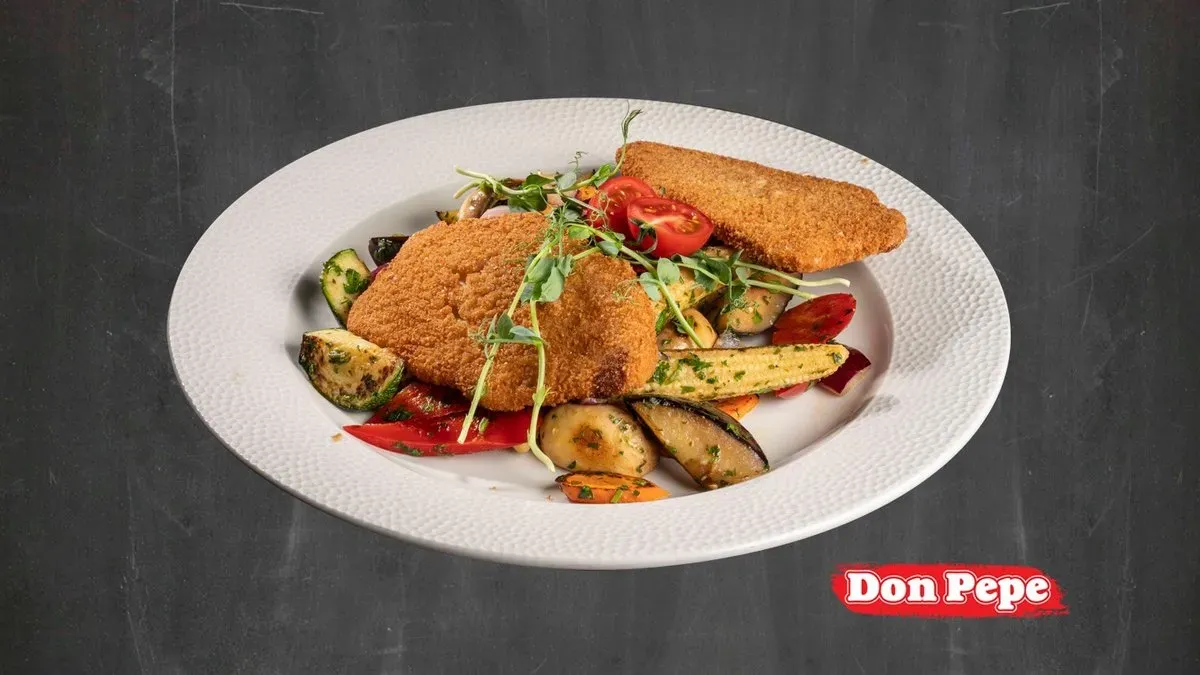 Vegán Rántott"hús" Grillezett Zöldségkörettel, Kapribogyós 'Tartárral'